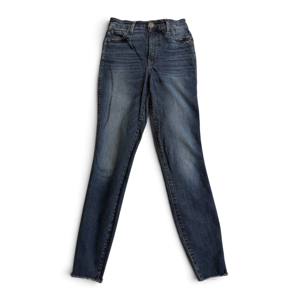 KUT From The Kloth Connie Fab Ab Jeans 00 High Rise Ankle Skinny Raw Hem Blue